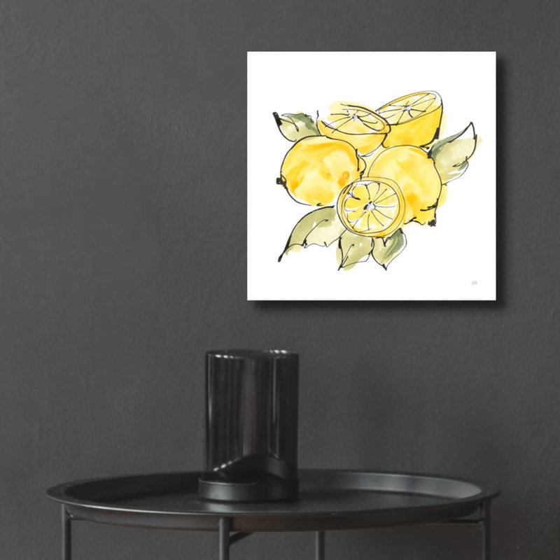 «Lemon Still Life IV» par Chris Paschke - peinture sans cadre, H 12 po x l 12 po x P 0,13 po