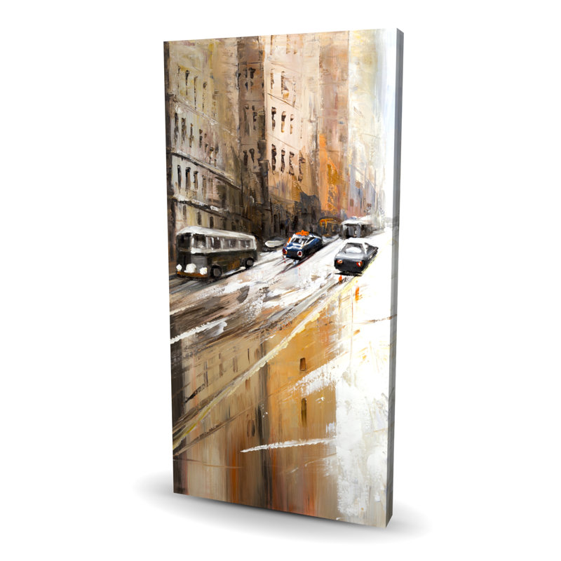 «Abstract City Street», art sur toile beige pour la décoration intérieure