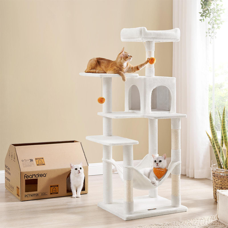 Maison pour chat 56 "à plusieurs niveaux, Blanc crème