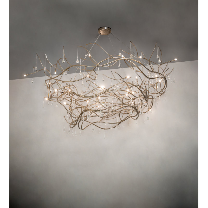 32 - Light Steel Dimmable Geometric Chandelier