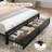 Queen Bed Frame With Headboard, Led Bed Frame With Charging Station, Storage Bed With 2 Wooden Drawers-1028532640-1020760812