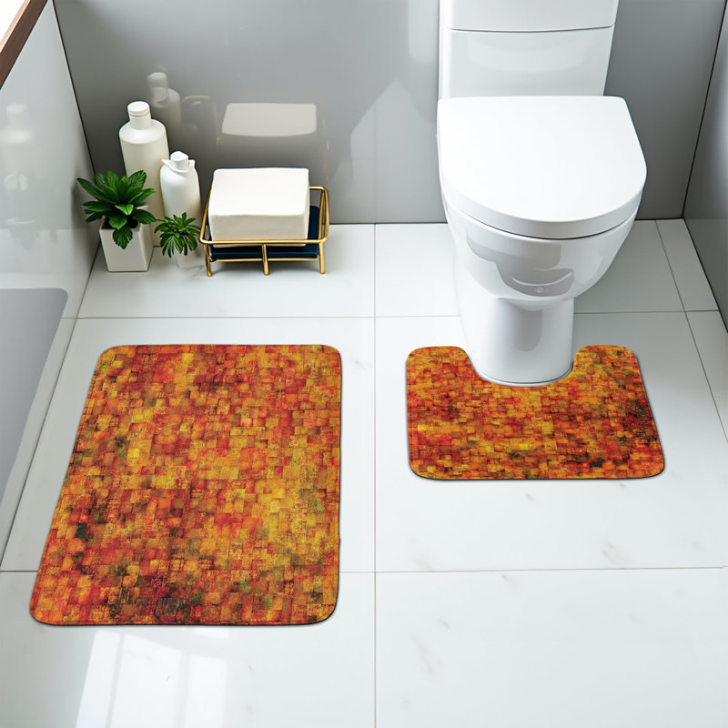  Ensemble de tapis de salle de bain orange 2 pièces