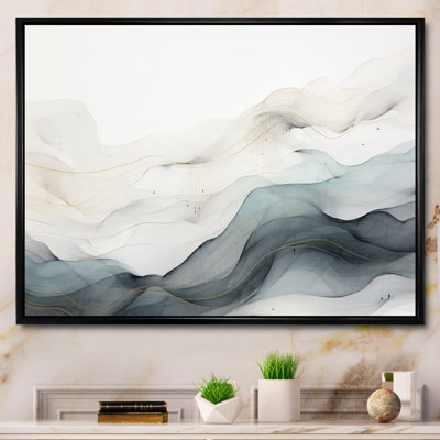 Janluis Blue Grey Line Art Conceptual Abstract II On Canvas Print