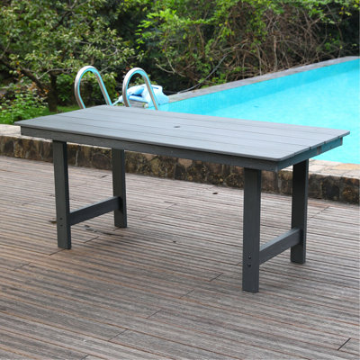 Table de salle à manger en PEHD pour patio, table basse, table d'extérieur pour 4 à 6 personnes avec trou pour parasol