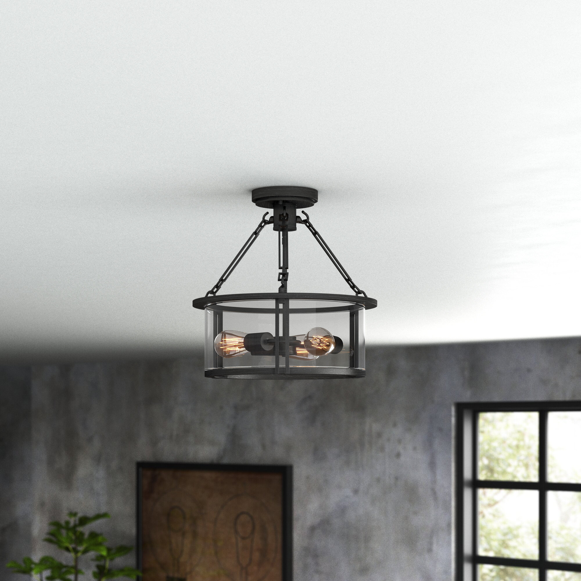 Andres Glass Semi Flush Mount