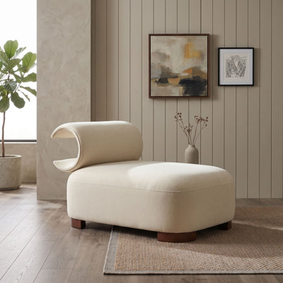 Chaise d'appoint rembourrée moderne pour animaux de compagnie avec dossier incurvé, assise large et base en bois massif pour le salon