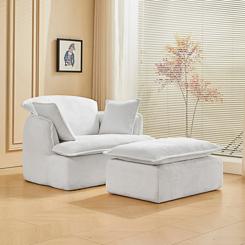 Fauteuil convertible convertible avec repose-pieds, Beige