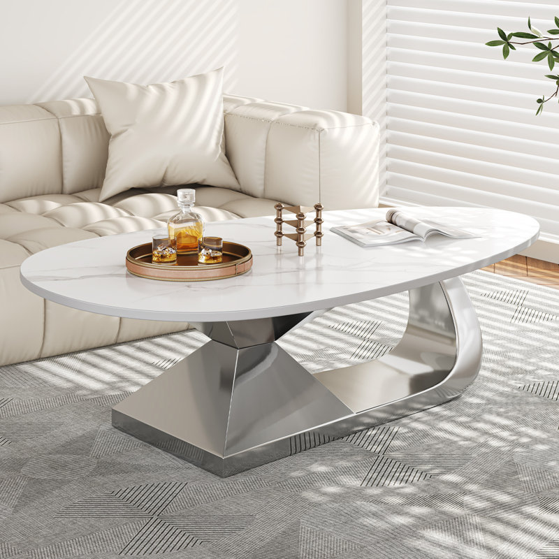 Table basse en pierre frittée Modern, Silver