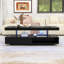 Table basse moderne ultrabrillante avec lumière DEL, tiroirs de rangement et compartiments ouverts-1991588860