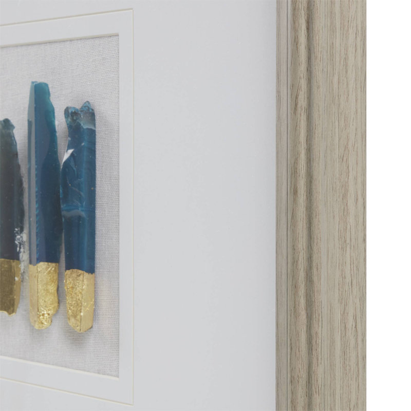 Blue Natural Agate Stones in Grey Shadow Box Frame