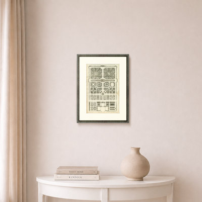 Martha Stewart Bedford, art mural en papier, plan de jardin historique IV, 17,75 po x 23,75 po, décor de salon et de chambre à coucher, encadré