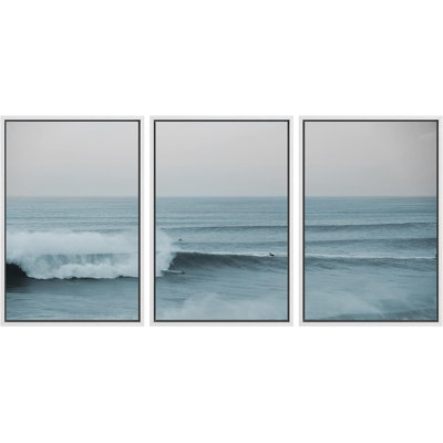 «Coastal Beach», «Surfing Rush Ocean Waves», images murales de décor nautique moderne, impression encadrée sur toile, 3 pièces, art mural: 16 po x 24 po x 3 pièces, 24 po x 36 po x 3 pièces