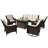 7-piece Outdoor Wicker Patio Conversation Set With 43" 50,000 Btu Gas Fire Pit Table, Swivel Rocking Chairs, Tempered Glass Side Tables & Csa Certification-1983485498