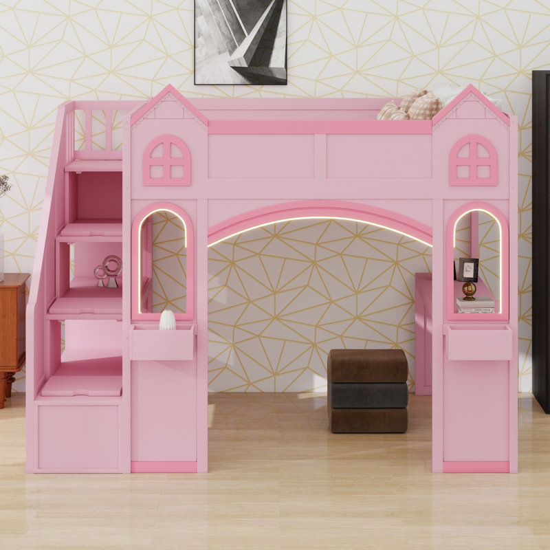 Lit mezzanine Modern Modern, Rose + rose clair