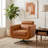 Lawrence Modern Swivel Chair with Top Grain Leather & Adjustable Headrest