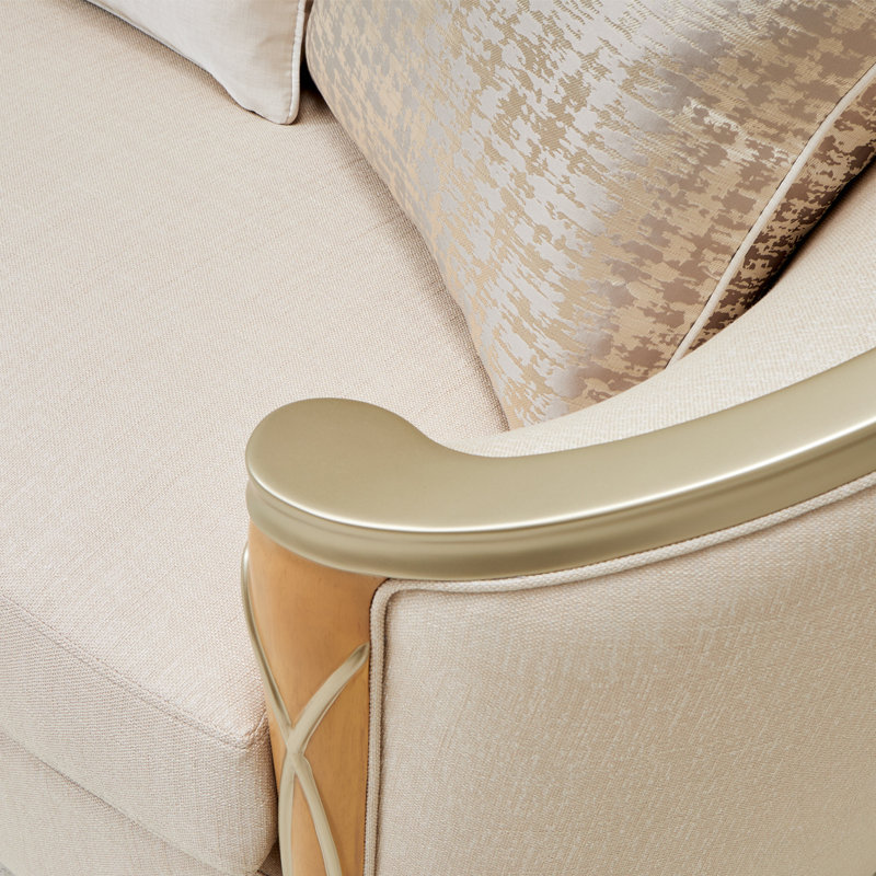 Villa Cherie 71'' Round Arm Loveseat, Pearl 100% Polyester