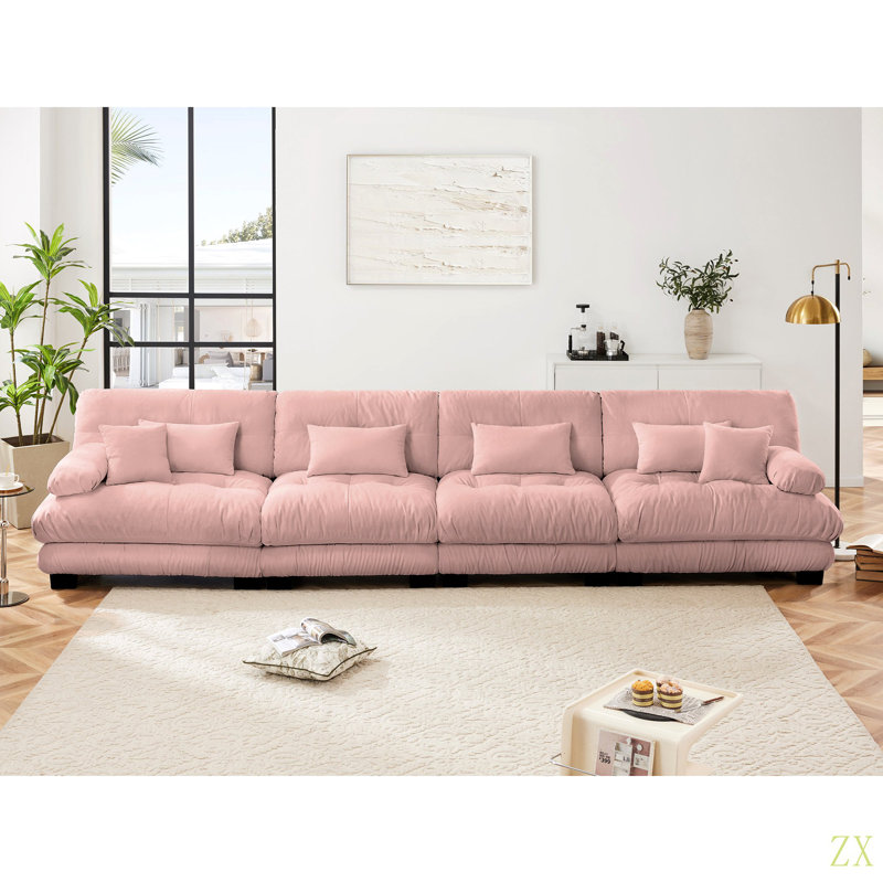4-Seater Sectional Sofa Modular Deep Seat Sofa Couch , Chenille Sofa Comfy Upholstered Sofa For Living Room, Apartment, Studio, Office,Chenille