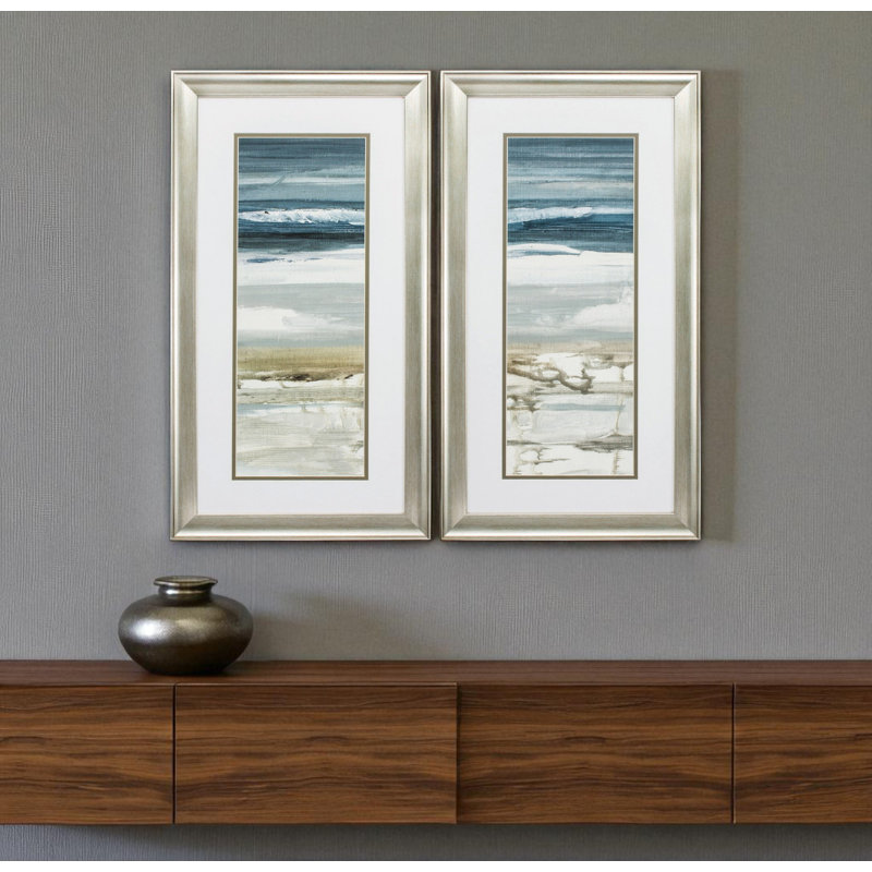 Ensemble de deux décorations murales encadrées argentées 27 "X 15"