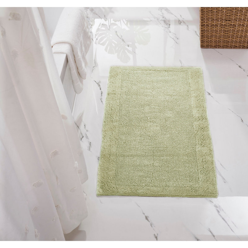 Jasmyne Premium 100% Cotton Tufted Reversible Bath Rug, Extra Soft & Super Absorbent, Machine Washable Bathroom Rug for Shower, Tub & Sink Area, 24" x 40", Sage