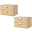 Modern Floating Nightstands Set of 2 Wall-Mounted Bedside Tables White Ribbed 2-Drawer 40x30x27.6cm No Legs-1982352522