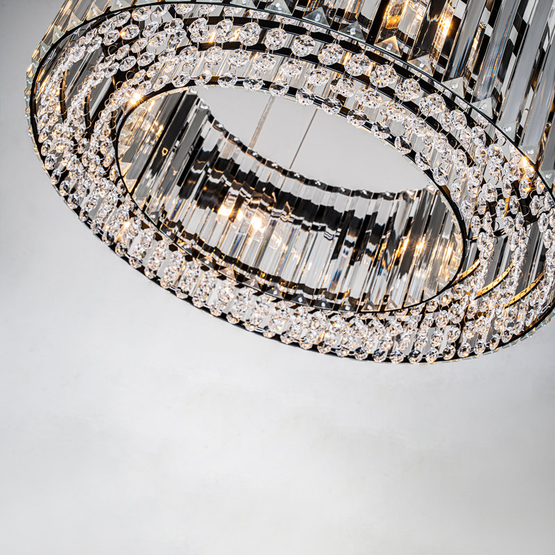 Craggie Drum Crystal Chandelier, Black, 16.5cm H x 66cm W x 66cm D