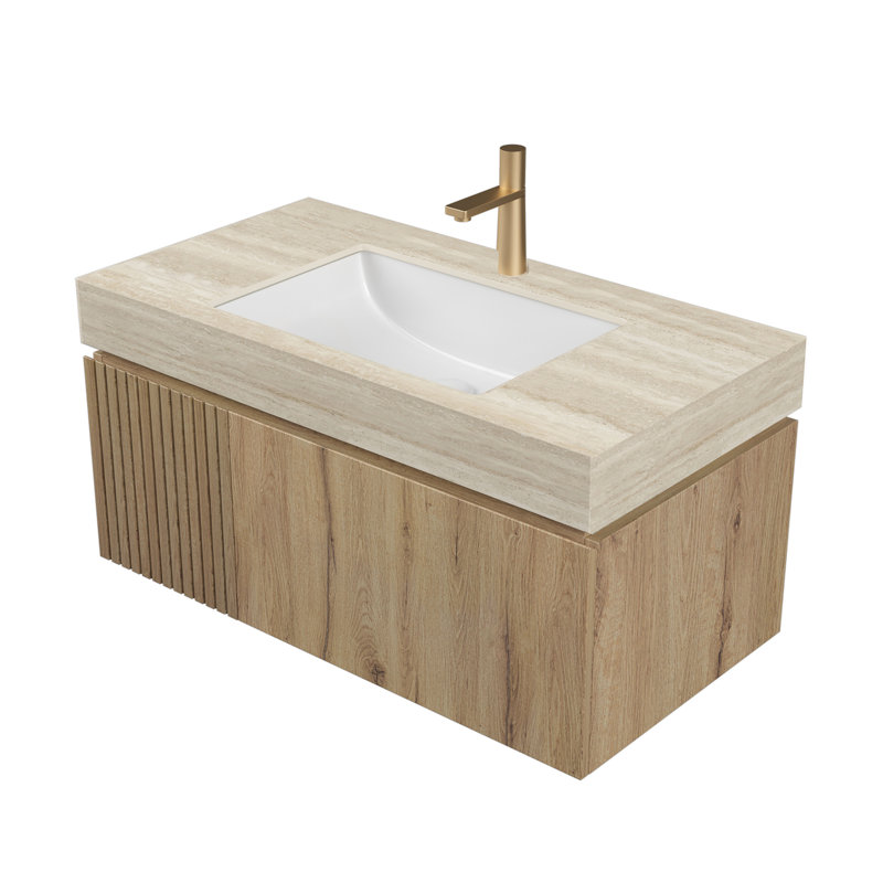 Spacieux ensemble en céramique à motif de travertin durable idéal pour les salles de bain élégantes