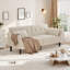 Canapé-lit de 89 po avec 2 coussins, futon-lit en chenille rembourré avec dossier réglable, canapé à assise profonde pour appartement, beige