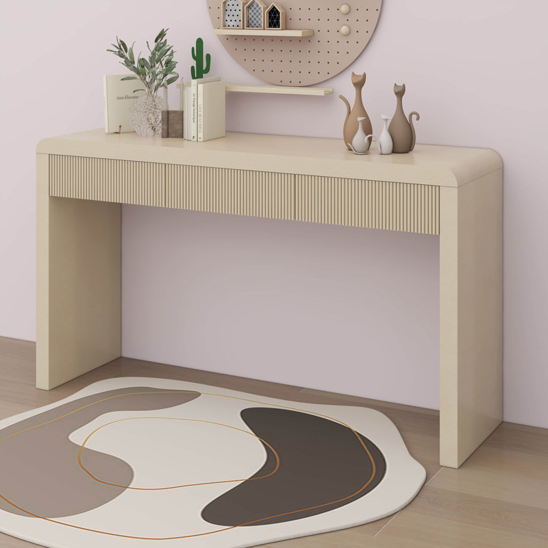 Console rustique avec façade de tiroir cannelée, table d'entrée, Abricot