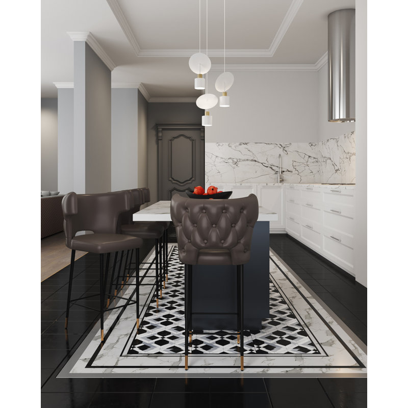 Hendon Upholstered Counter Stool with Metal Frame, Gray, Counter Stool (26" Seat Height), 3