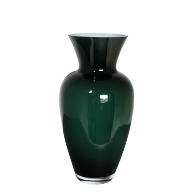Vase en verre, extérieur gris, intérieur blanc, hauteur 14 po, fabriqué en Europe par Majestic Cadeaux Inc.