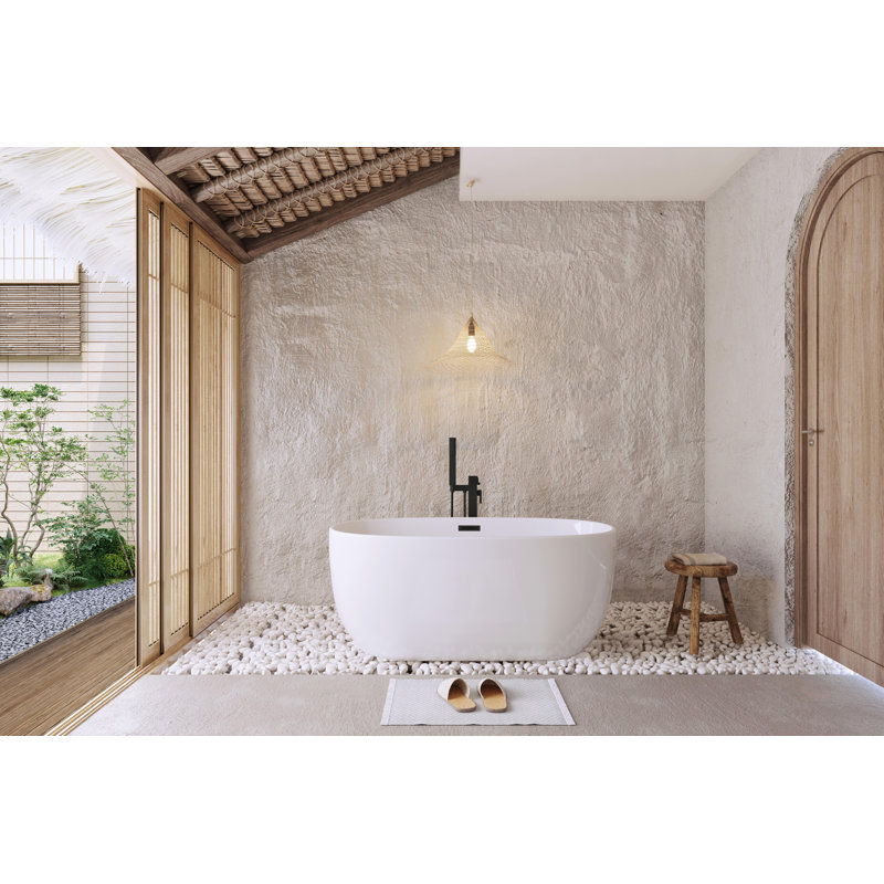 Hudepohl 54'' x 29'' Soaking Acrylic Bathtub, Matte Black