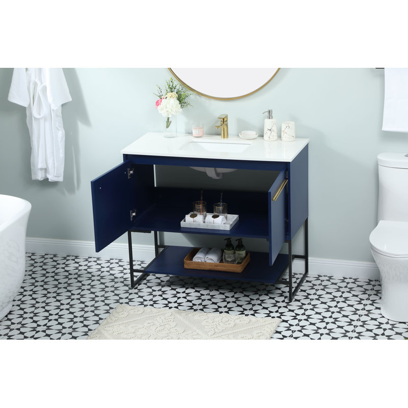 Ensemble de meuble-lavabo simple 40 po Rozell, Bleu