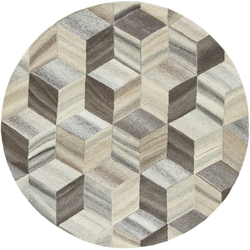 Pucklechurch Wool Geometric Indoor Rug, Round 8'