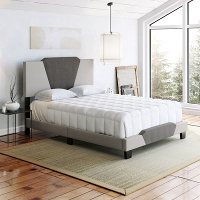 Tuscany Upholstered Geometric Linen Platform Bed Frame