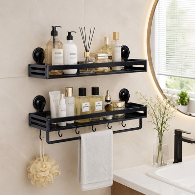 Serviteur de douche à ventouse avec barre et 5 crochets