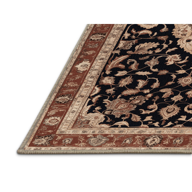 Machine Washable Persian Brown Area Rug, Rectangle 5' x 8'