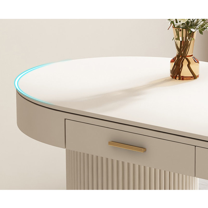 Bureau de style crème, Retour à droite, H 29,53 po x l 62,99 po x P 27,56 po