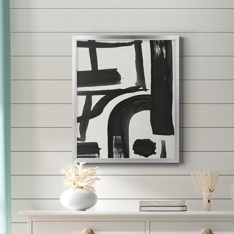 «Inkwell Intersect I», toile encadrée de qualité supérieure - prête à être accrochée, Argent, H 24 po x l 20 po