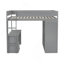 Lit mezzanine double en bois avec garde-robe et bureau à 2 tiroirs avec armoire, gris-2116888774