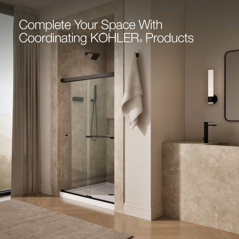 Revel Sliding Shower Door, 70-In H X 44-5/8 - 47-5/8-In W, With 1/4-In Thick Frosted Glass, Crystal Clear