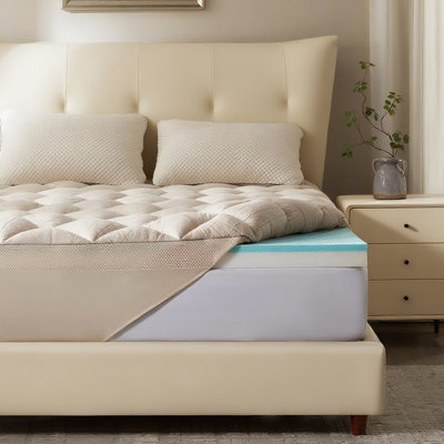 BEDLORE® 2" Gel Memory Foam & 2" Bamboo Rayon Cover Bundle Mattress Topper for Back Pain Relief, Dual Layer Breathable & Washable Plush Pillow Top with 6-18" Deep Pocket
