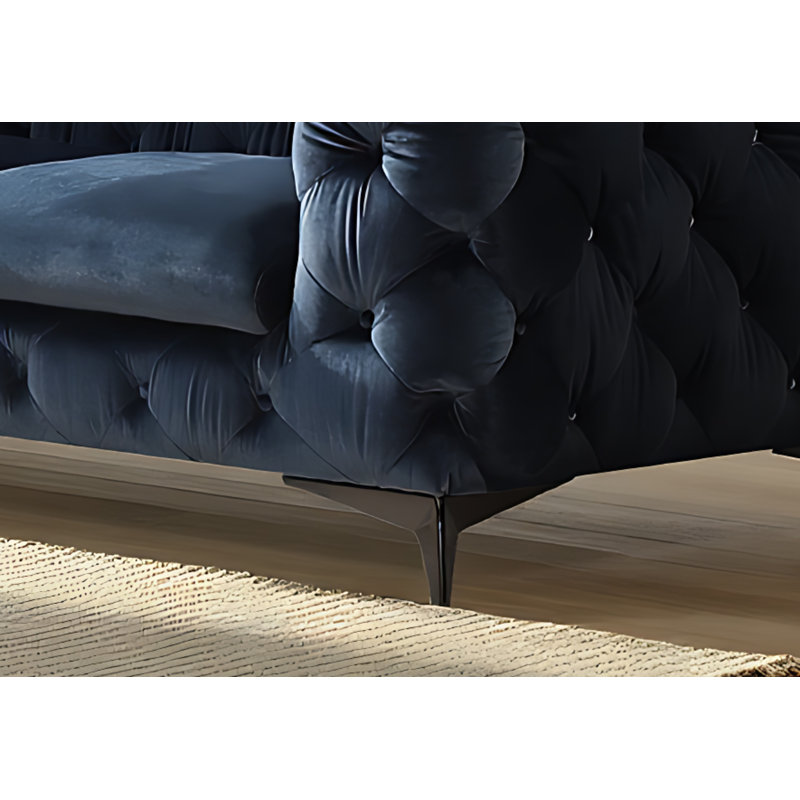Hatmane Upholstered 74'' Loveseat, Blue Fabric