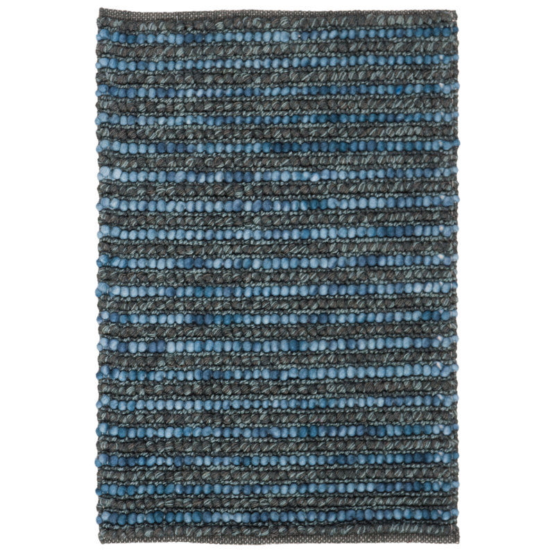 Ferrera Striped Handwoven Dark Blue Rug, Rectangle 6' x 9'