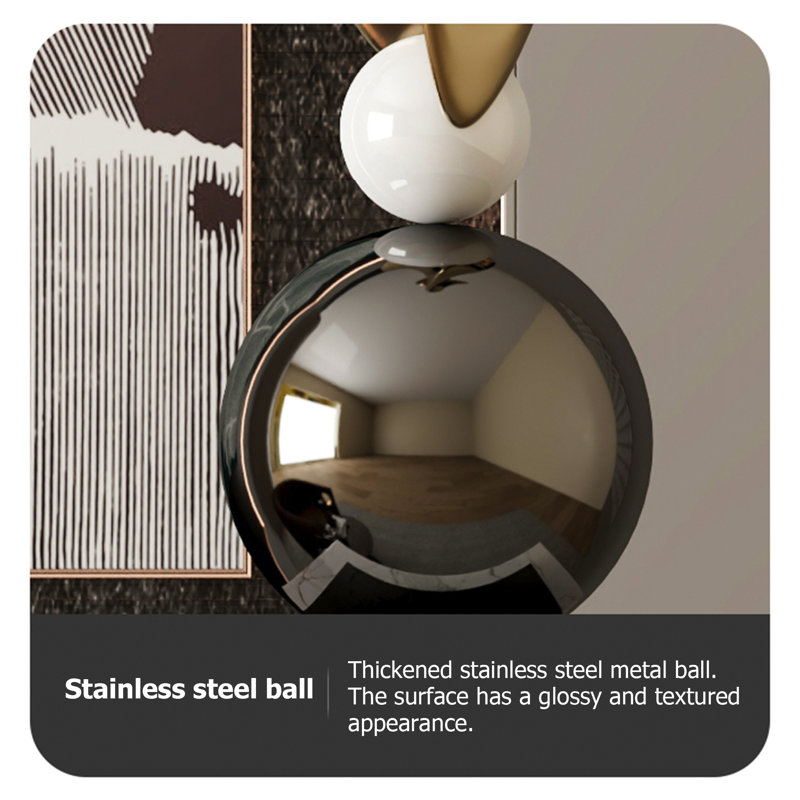 62.99"Modern Geometric Electroplated Art Sculpture, White/Gold/Black