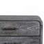 Solid Wood Sandblasted Ash Curved Bedside, 2-Drawers, Grey