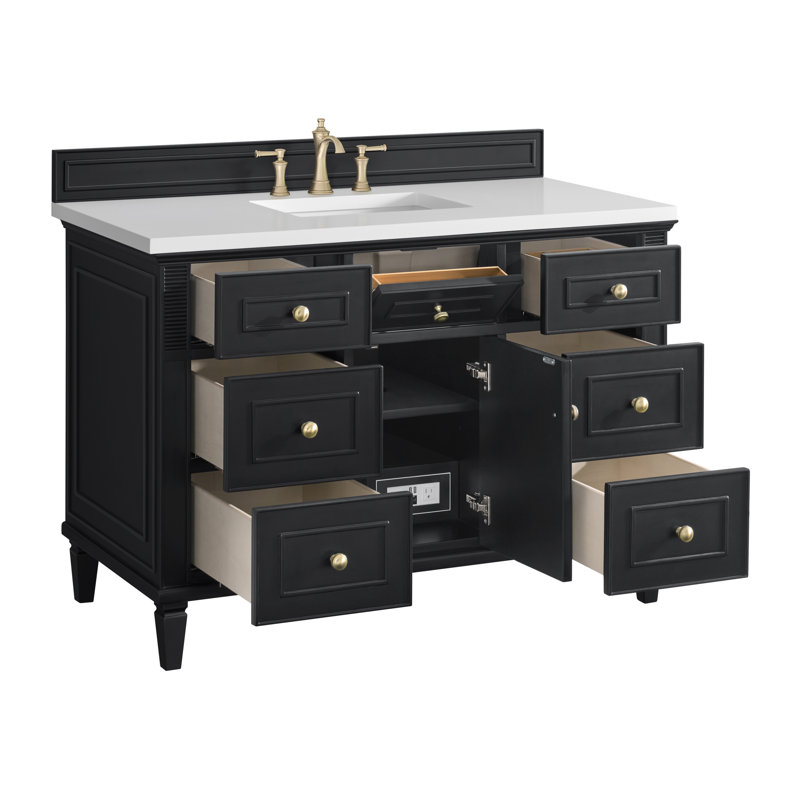 Lorelai 48'' W Single Vanity, Black Onyx, 8" Widespread, White Zeus Quartz