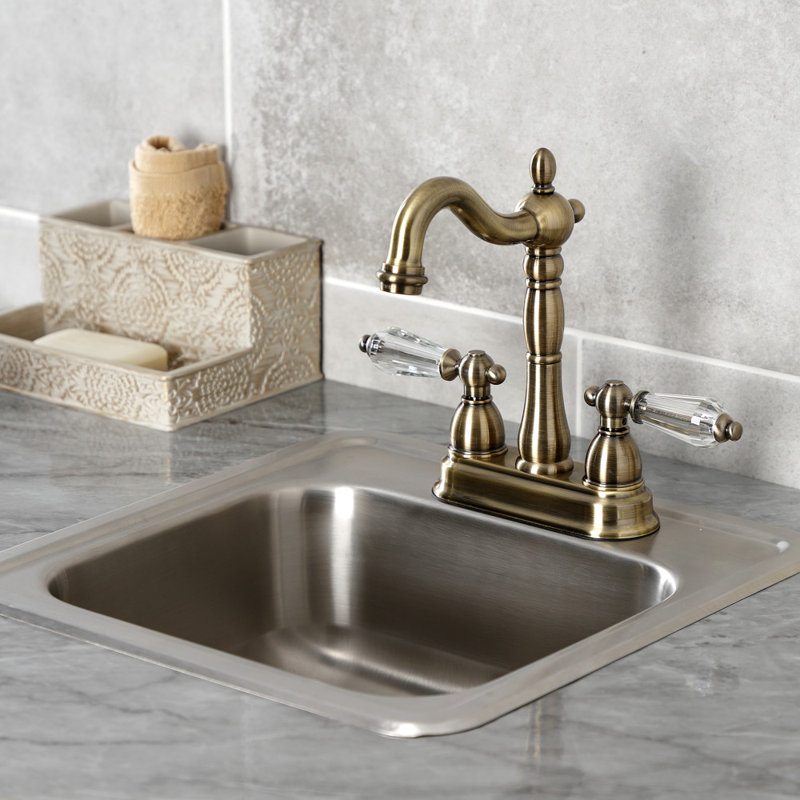 Elegant Traditional Antique Brass Two-Handle Bar Faucet
