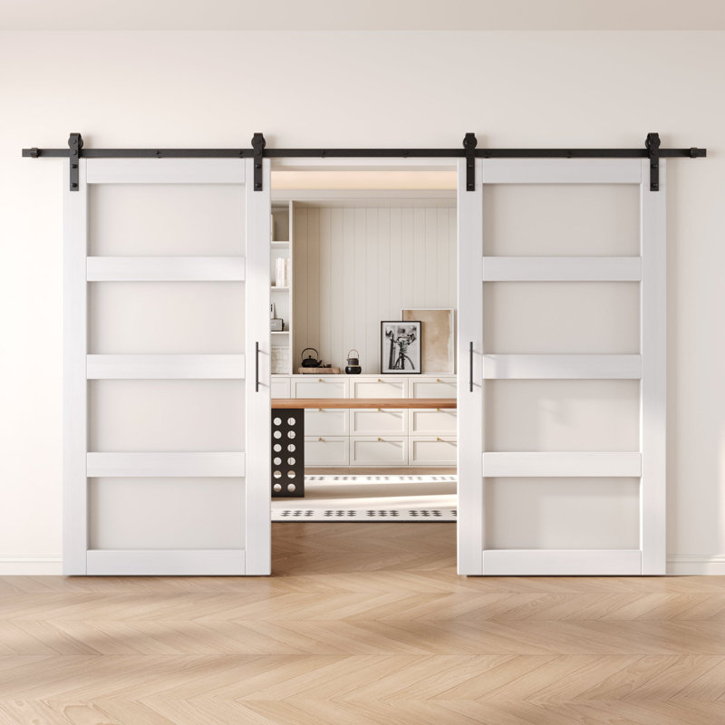 Portes de grange non assemblées et finies en verre à 4 verres de 40 po x 80 po Homacer de Homacer, 40 po x 80 po