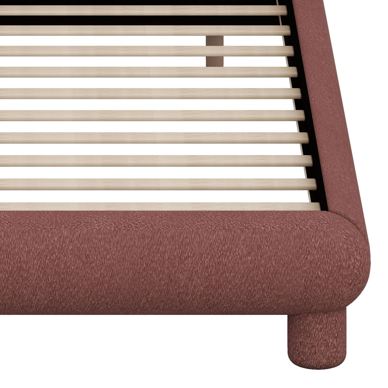 Lit plateforme en tissu Boucle, Rouge brun-roux