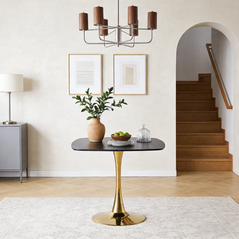 Table de salle à manger Mid-Century, Noir, 28.94" H x 31.5"W x 31.5"D